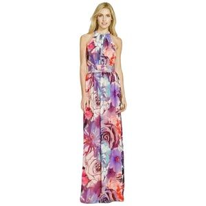 Eliza J Floral Halter Maxi Colorful dress Wedding Special Occasion EUC